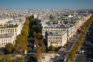 Fototapeta na wymiar Beautiful panoramic view of Paris from drone at sunny day