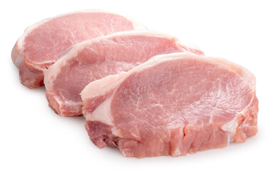Fillet of pork isolated on white background, Slide Pork tenderloin on white background
