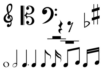 set of music notes on white background
