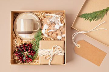 Refined Christmas care box coffee cup, gift and xmas ornament. Corporate or personal present for...