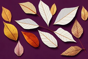 Paper craft leaf border in winter season flat lay style