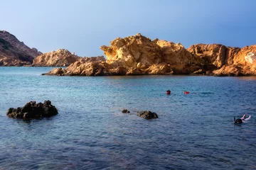 Glasschilderij Cala Pregonda, Menorca Eiland, Spanje Diving on a spectacular beach in Menorca