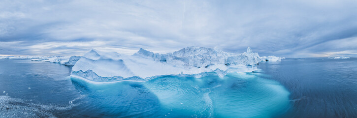 extreme iceberg in panoramic view