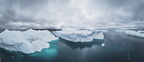 extreme iceberg in panoramic view