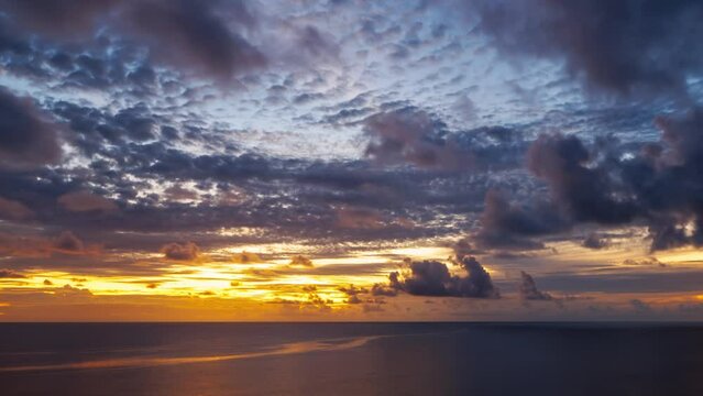 Time lapse of beautiful sunset clouds over the ocean on the Big Island of Hawaii.