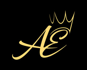 Fototapeta na wymiar Crown Monogram Logo Initial AE