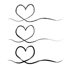 set of hearts in a continuous line on a white background