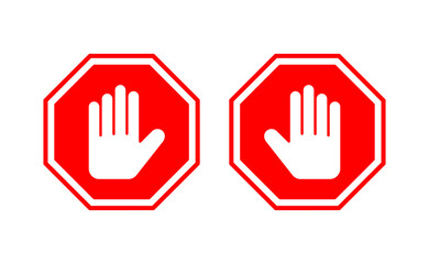 Stop icon vector for web and mobile app. stop road sign. hand stop sign and symbol. Do not enter stop red sign with hand