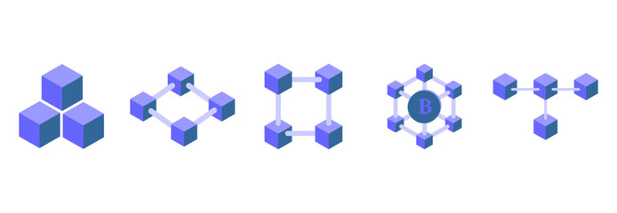 blockchain icon set, blockchain vector set flat design sign symbol