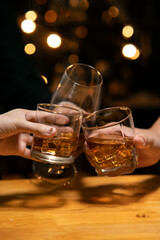 Celebrate whiskey on a friendly party in  restaurant