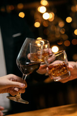 Celebrate whiskey on a friendly party in  restaurant