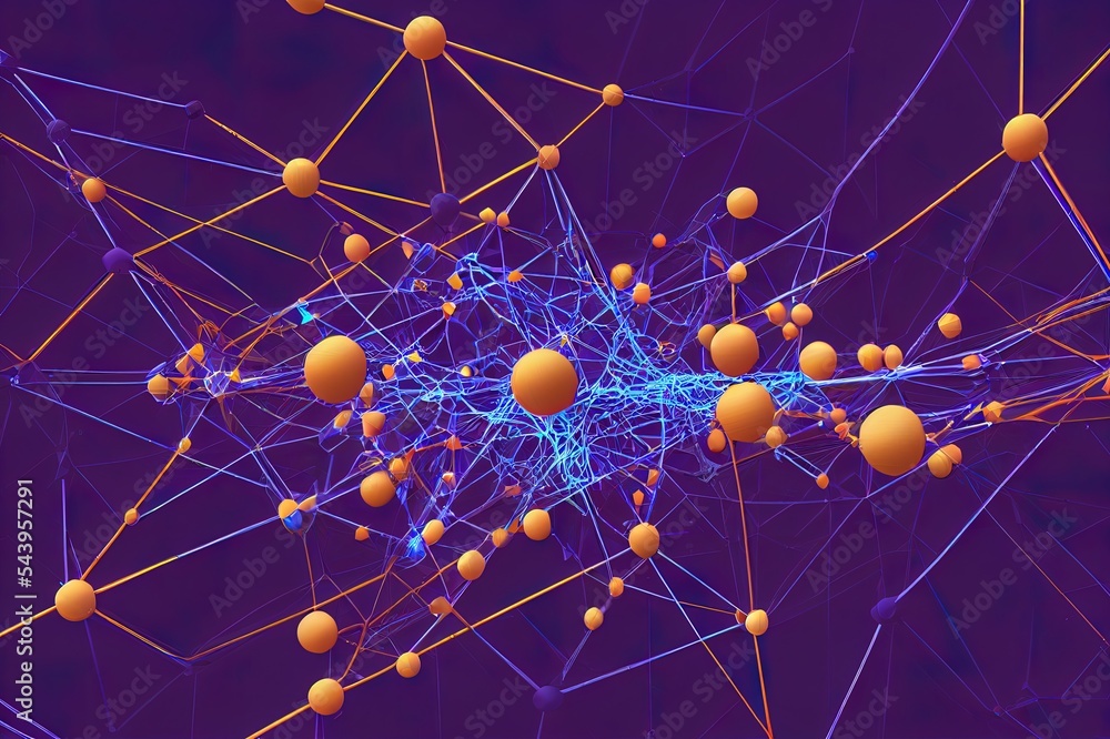 Poster polygonal background with dots and lines. network connection structure. science and technology. 3d r
