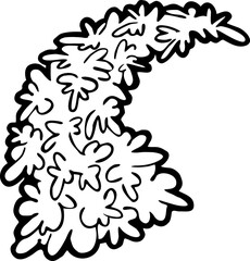 Christmas tree decorative element, empty natural without decoration. Hand drawn illustration Xmas template for postcard design, party invitation. Symbol of New Year eve, cartoon style line drawing.