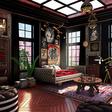 maximalist modern room. Generative AI Technology