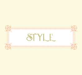 vector design with style text inside decorative frame in soft colors