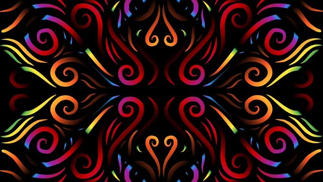 luxurious motion graphic colourful  flowers line art pattern of indonesian culture traditional batik  for  commercial ads