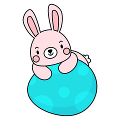 Happy Easter Filled Clipart, Rabbit and Egg