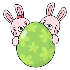 Happy Easter Filled Clipart, Rabbit and Egg