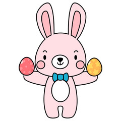 Happy Easter Filled Clipart, Rabbit and Egg