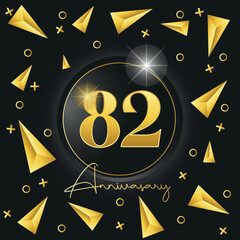 82 anniversary luxury golden logotype template design for banner, poster, card vector illustrator