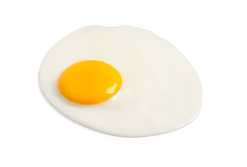 Tasty fried chicken egg isolated on white