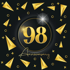 98 anniversary luxury golden logotype template design for banner, poster, card vector illustrator