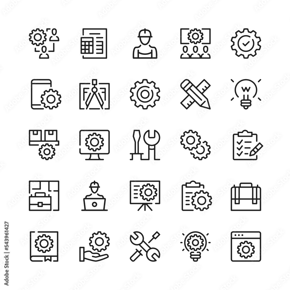 Poster engineering line icons. outline symbols. vector line icons set