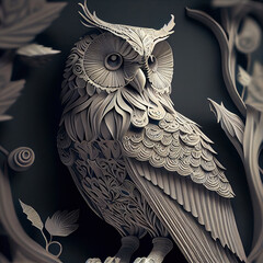 OWL, prachtig uilenpapierbeeldhouwwerk