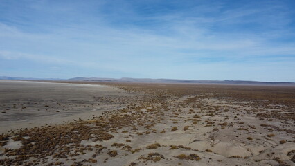 Drone view of desert flat