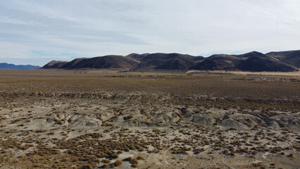 Drone view of desert flat
