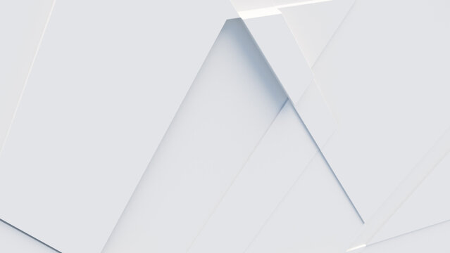 White, Tech Background with a Geometric 3D Structure. Clean, Minimal design with Simple Futuristic Forms. 3D Render.