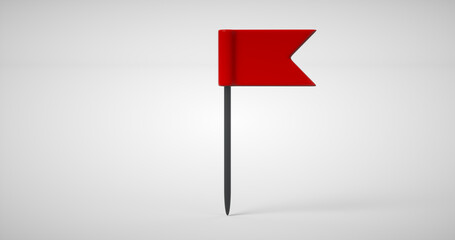 Red flag GPS Pin icon. 3D Rendering.
