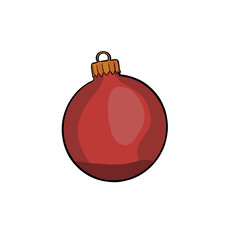 Drawing of red Christmas ball - Christmas tree decoration - transparent background
