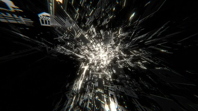 VJ トンネル サイバー SF メカニカル 白黒 [ループ対応] [別Verあり]