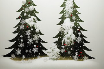Fototapeta premium Christmas Tree collage. Christmas Tree in snow isolated over white background