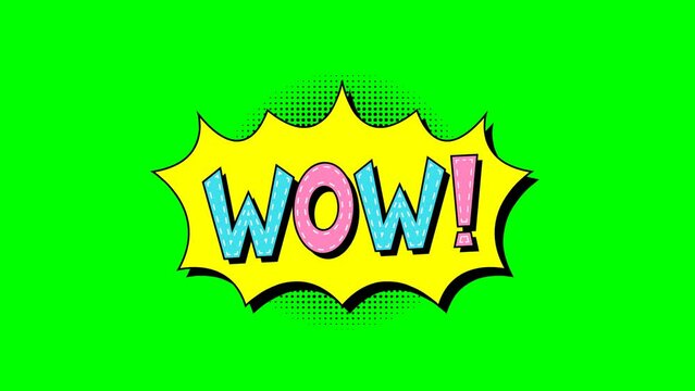 WOW Comic words animation green screen	
