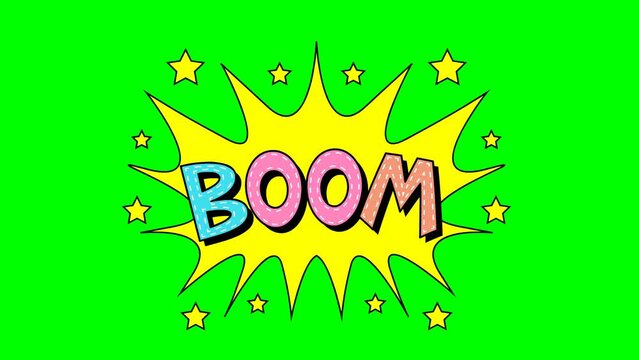 BOOM Comic words animation green screen	
