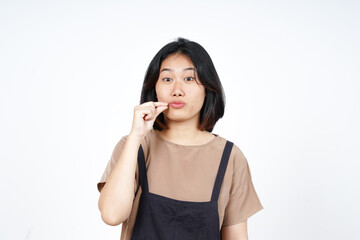 Keep Secret lip shut of Beautiful Asian Woman Isolated On White Background
