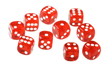 Red Dice showing lucky numbers isolated on a white background