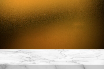 Fortuna Gold Glass Window with White Marble Table, Suitable for Product Presentation Backdrop, Display, and Mock up.