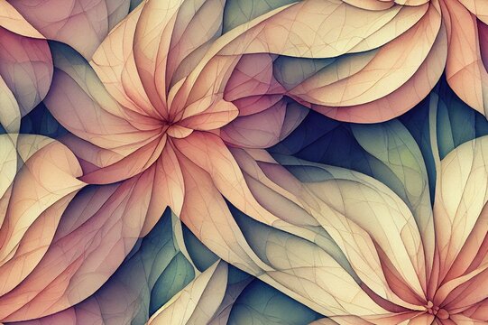 seamless watercolor flower design with digital texture