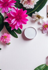 Obraz na płótnie Canvas abstract pink flower bloom, flat layout , top view