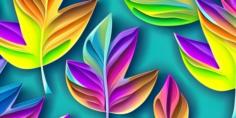 Abstract organic nature leaves wallpaper background. 3d render illustration.