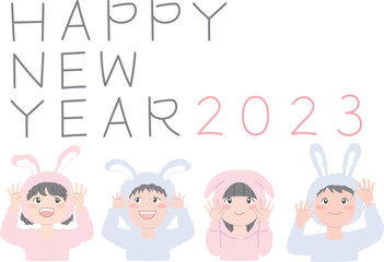 うさぎ こども 年賀状イラスト