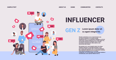 social media influencers watching live streaming generation Z lifestyle concept new demography trend with progressive youth gen
