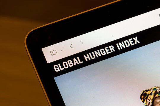 Portland, OR, USA - Nov 3, 2022: Website Homepage Of The Global Hunger Index (GHI), A Peer-reviewed Annual Report, Jointly Published By Concern Worldwide And Welthungerhilfe, Is Seen On A Computer.