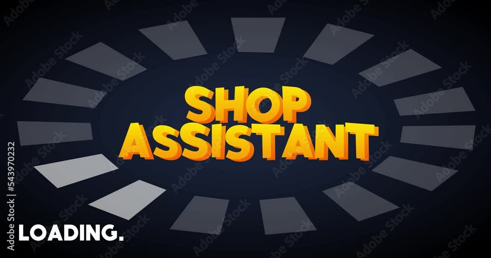 Aufkleber shop assistant text with loading, downloading, uploading bar indicator. download, upload on computer
