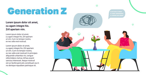 psychologist solving psychological problem in woman brain psychotherapy session treatment of stress addictions and mental problems generation z concept horizontal copy space vector illustration