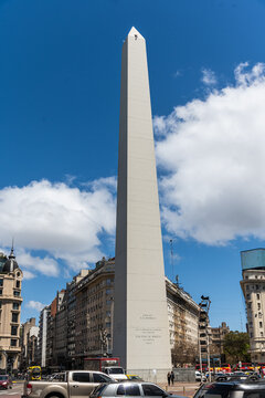 Buenos Aires November 5, 2022, Obelisk in July 9th street Tirustic point in Buenos Aires