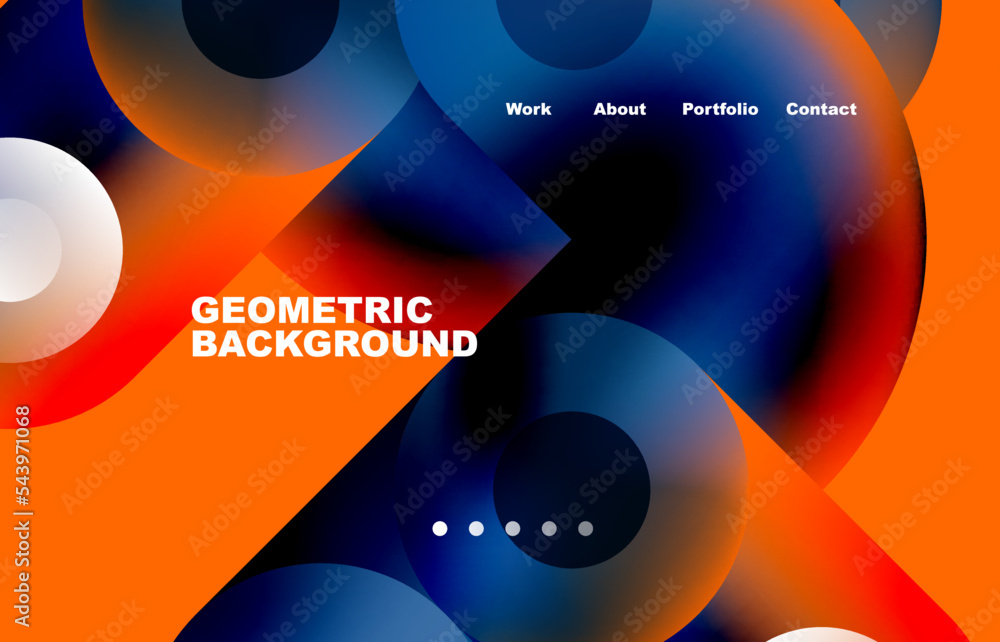 Wall mural website landing page abstract geometric background. circles and round shapes. web page for website o